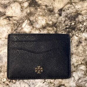 Tory Burch Black Card Holder with Gold Logo